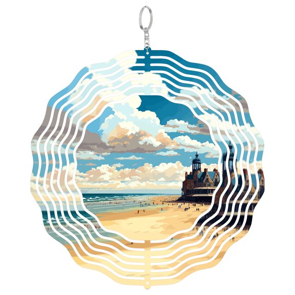 Scheveningen Beach Netherlands 3D Wind Spinner Stainless Steel Kinetic Art Coastal Garden Decor Hague Gift