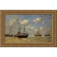 thumbnail image 1 of Scheveningen, Boats Aground on the Shore 24x16 Gold Ornate Wood Framed Canvas Art by Eugene Boudin, 1 of 2