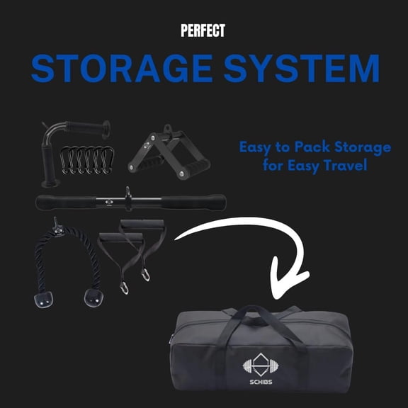 Schibs Cable Machine Attachment Set, LAT Pulldown Attachments for Home Gym Equipment, Tricep Pull Down Attachment for Home Gym Accessories, LAT Pull Down Bar and Tricep Rope Cable