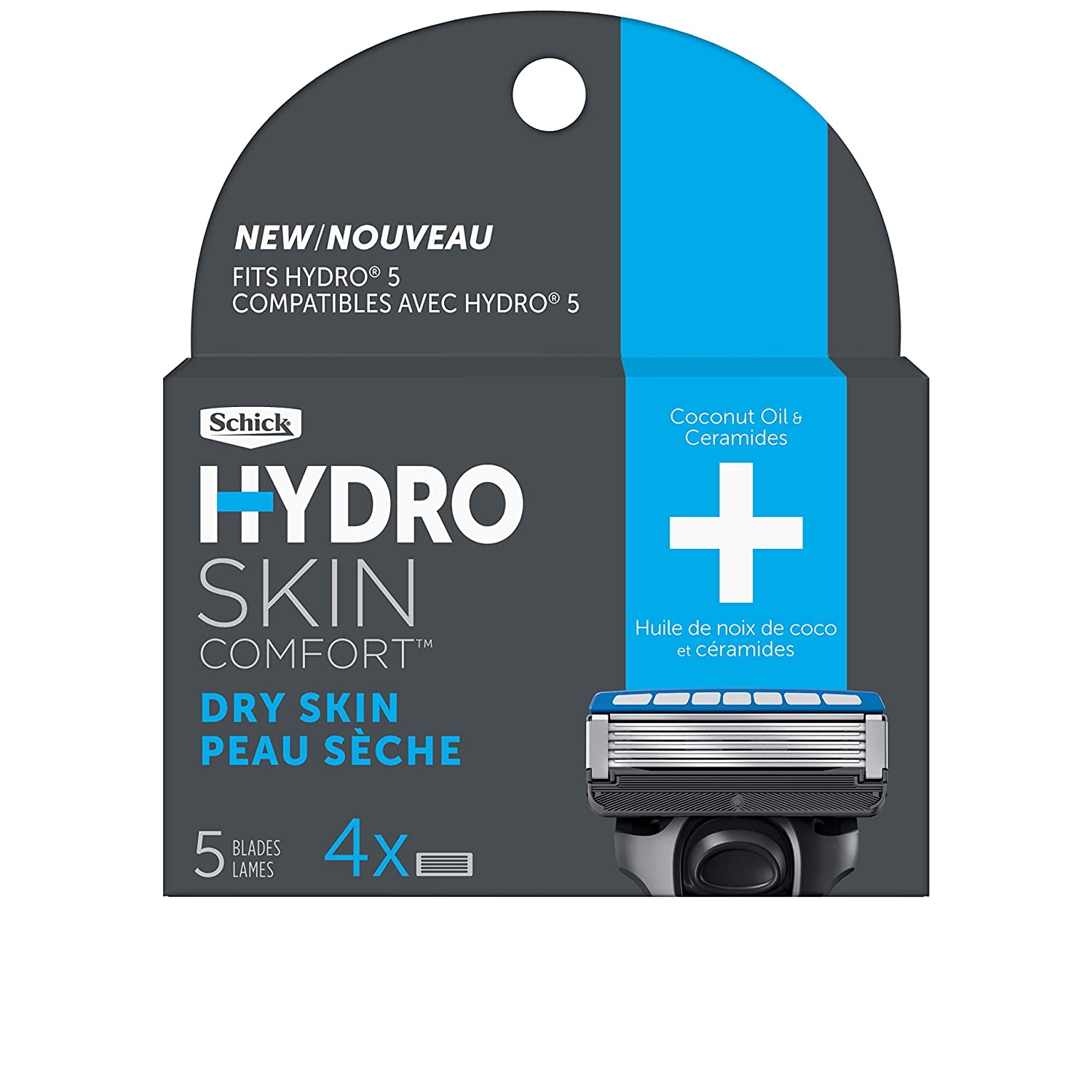 Schick Hydro 5-Blade Skin Comfort Dry Skin Refill Cartridges, 4 Ct Each