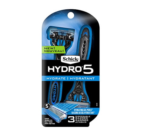 Schick Hydro 5 Hydrate Men's Disposable Razors, 3 Count
