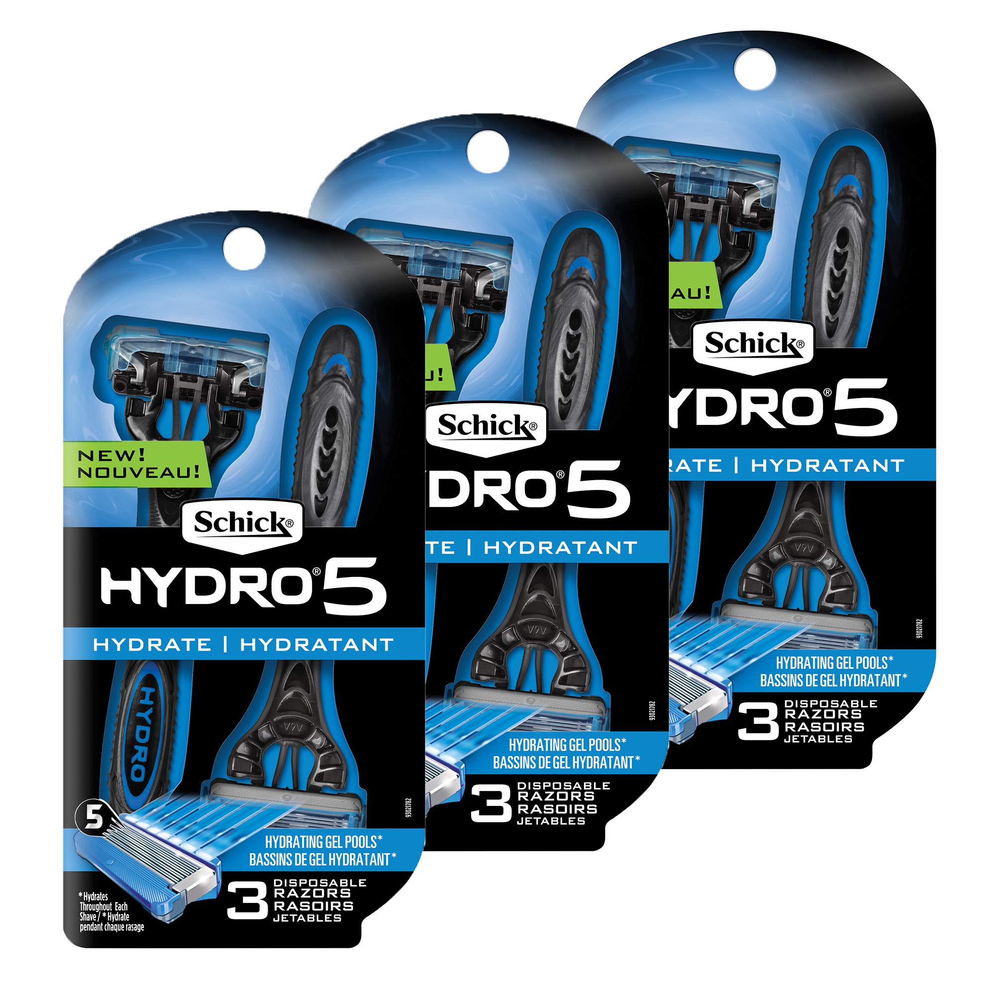 Schick Hydro 5 Hydrate Men's Disposable Razors, 3 Count - image 1 of 8