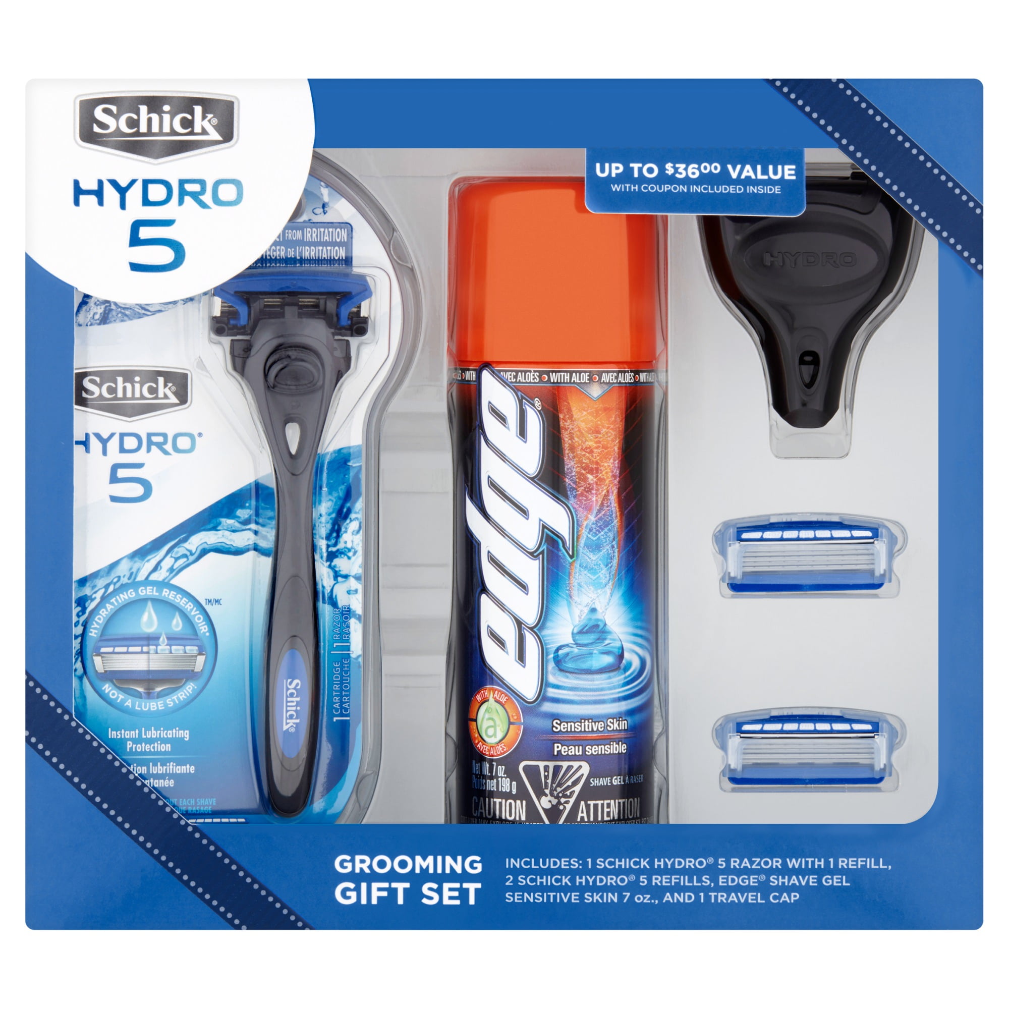 Schick Hydro Men's Grooming Holiday Gift Set including 1 Razor, 3 Blade