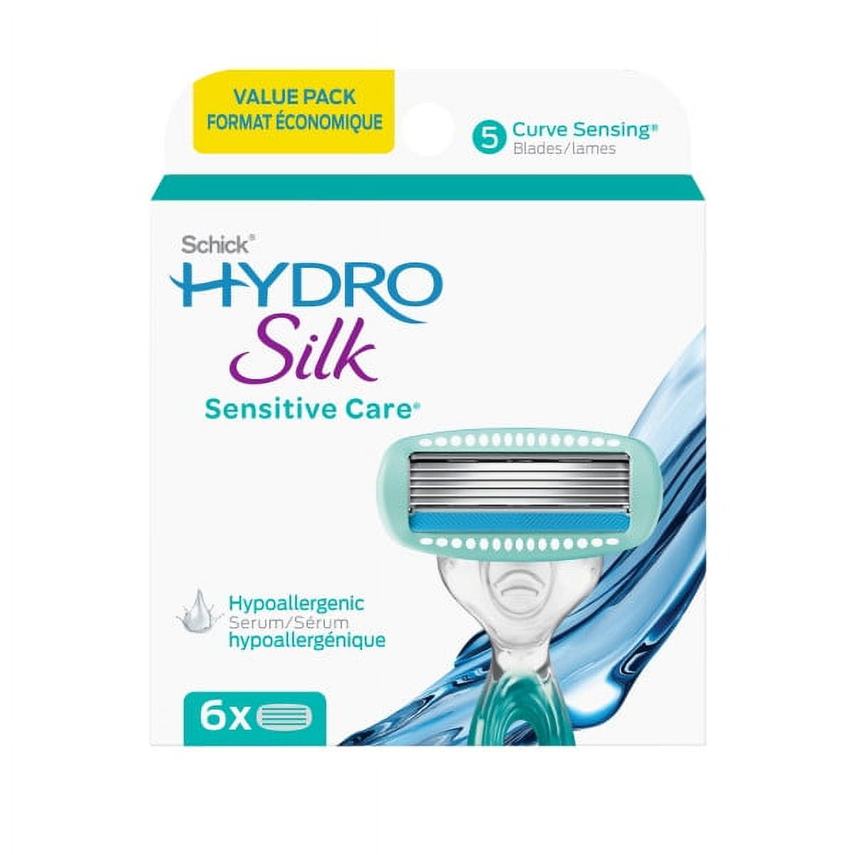 Schick Hydro Silk 5-Blade Sensitive Care Women's Razor Refills, 6 Ct ...