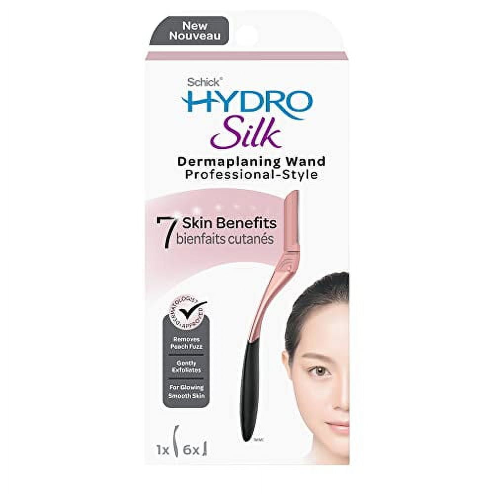 Schick Hydro Silk Dermaplaning Wand, Dermaplaning Tool for Face with 6 Refill Blades | Dermaplane Razor for Women Face, Dermaplane Tool, Eyebrow Razor, Face Razor, Professional Style Skincare Tool