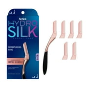 Schick Hydro Silk Dermaplaning Wand, Exfoliating Womens Face Razors, Includes 1 Dermaplaning Tool & 6 Refill Blades