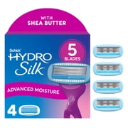 Schick Hydro Silk Moisture Razor Blade Refills, 4 ct, 5-Blade Mositurizing Razors for Women