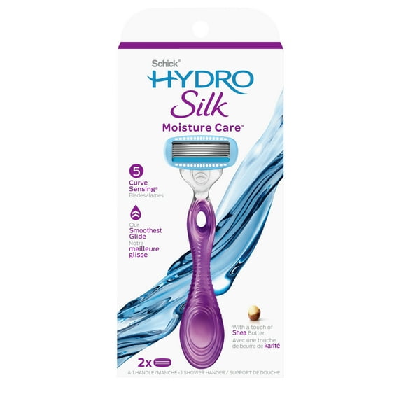 Schick Hydro Silk Moisture Women's Razor, 5-Blade Moisturizing Razor for Women, 1 Razor & 2 Razor Blade Refills
