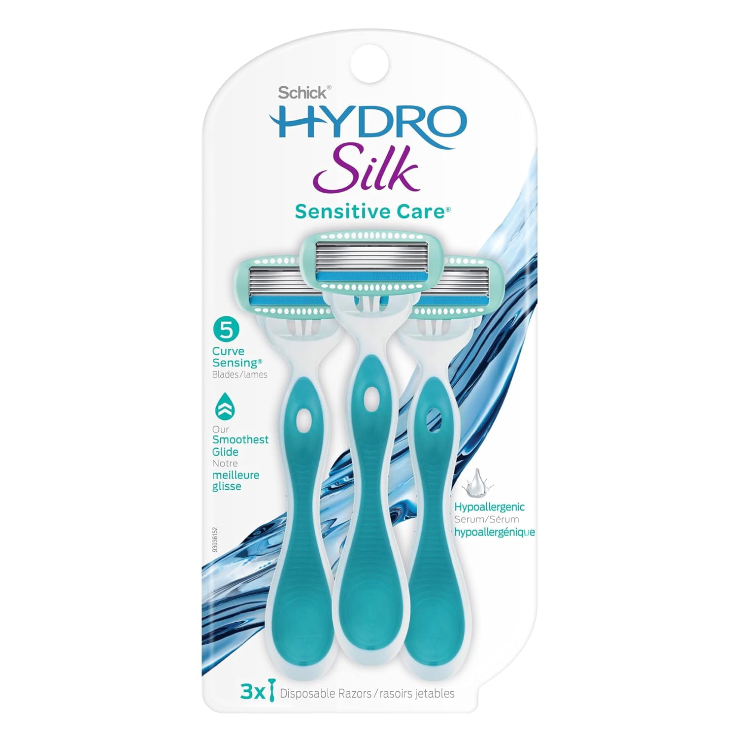 Schick Hydro Silk Razor Disposable Razors for Women with Moisturizing Serum, Basic Pack 3 Count