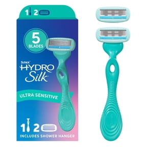 Schick Hydro Silk Ultra Sensitive Razor for Women, 5 Blade, 1 Handle, 2 Refills