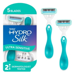 Schick Hydro Silk Ultra Sensitive 5 Blade Disposable Razor for Women, 2 count