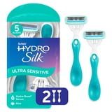 Hydro Silk Sensitive Womens Disposable Razor with 5-Blade Curve-Sensing ...