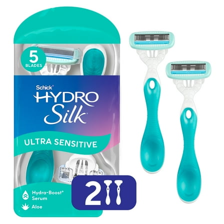 Schick Hydro Silk Ultra-Sensitive 5 Blade Disposable Razor for Women, 2ct