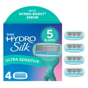 Schick Hydro Silk Ultra Sensitive Womens Razor Refills, 4 ct, Razor Blades Women