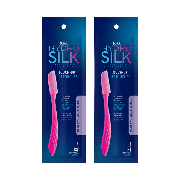 Schick Hydro Silk Touch-Up Dermaplaning Tool with Precision Cover, Face & Eyebrow Razor, Travel Razor, 1ct (Pack of 2)