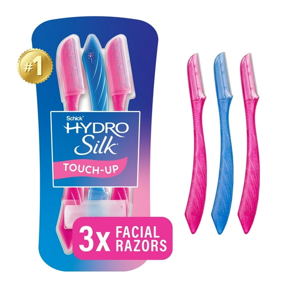 Schick Hydro Silk Touch-up Manual Dermaplaning Razor with Precision Cover, 3 Ct, Women’s Face Razor