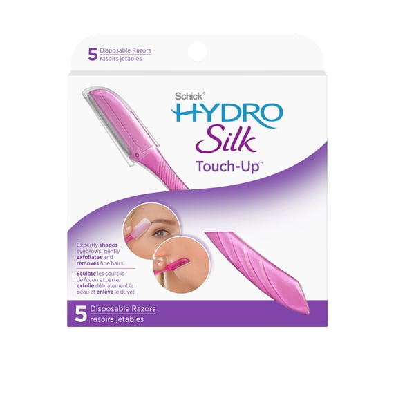 Schick Hydro Silk Touch-Up Multipurpose Exfoliating Facial Razor and Eyebrow Shaper, 5 ct
