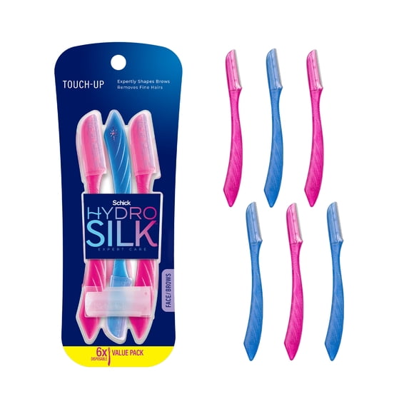 Schick Hydro Silk Touch-Up Dermaplaning Tool with Precision Cover, 6 Count