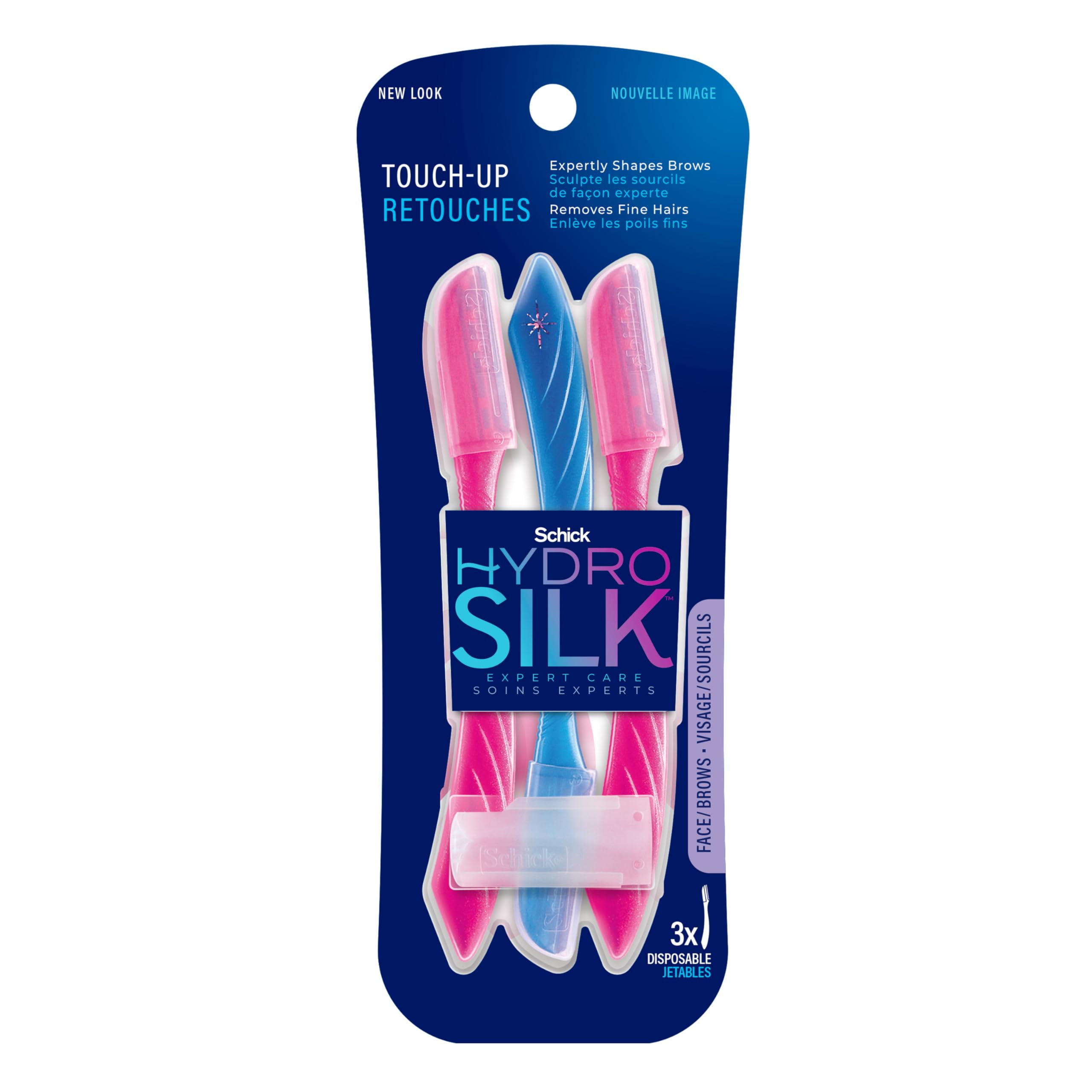 Schick Hydro Silk Touch-Up STF9Dermaplaning Tool with Precision Cover, 3ct | Dermaplane Razor, Face Razors for Women, Peach Fuzz Remover