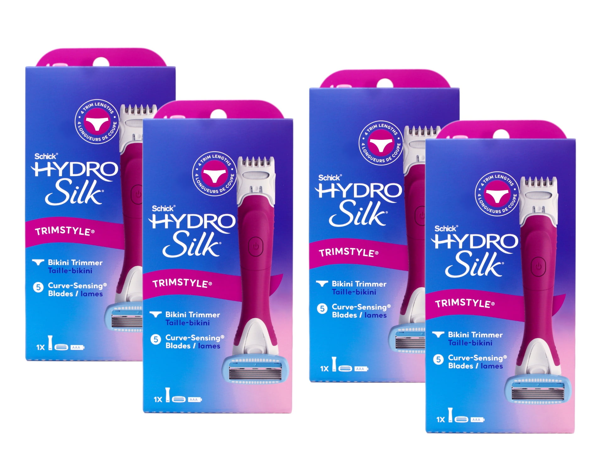 Schick Hydro Silk Trimstyle Razor & Bikini Trimmer + Refill - Pack of 4