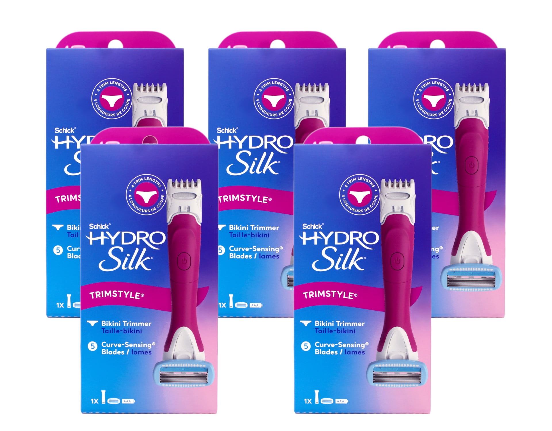 Schick Hydro Silk Trimstyle Razor & Bikini Trimmer + Refill - Pack of 5
