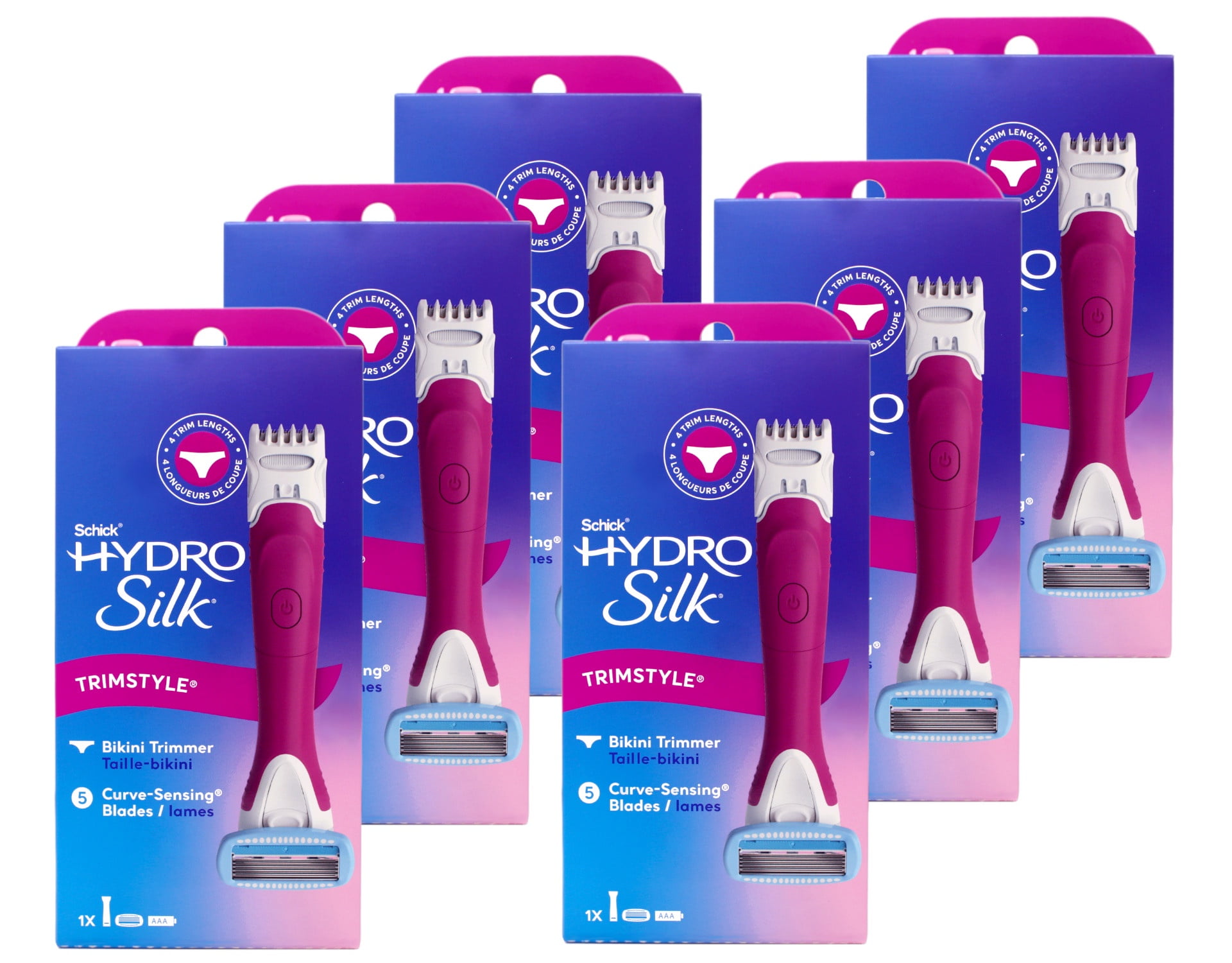 Schick Hydro Silk Trimstyle Razor & Bikini Trimmer + Refill - Pack of 6