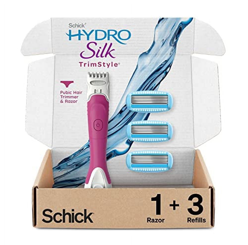 Schick Hydro Silk Trimstyle Razor for Women with Bikini Trimmer | Womens Razors, 5 Blade Razors for Women, Bikini Hair Removal | 1 Handle & 3 Razor Blade Refills