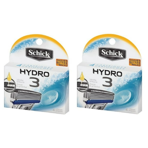 Schick Hydro3 Refill Blade Cartridges, 4 Count (Pack of 2)