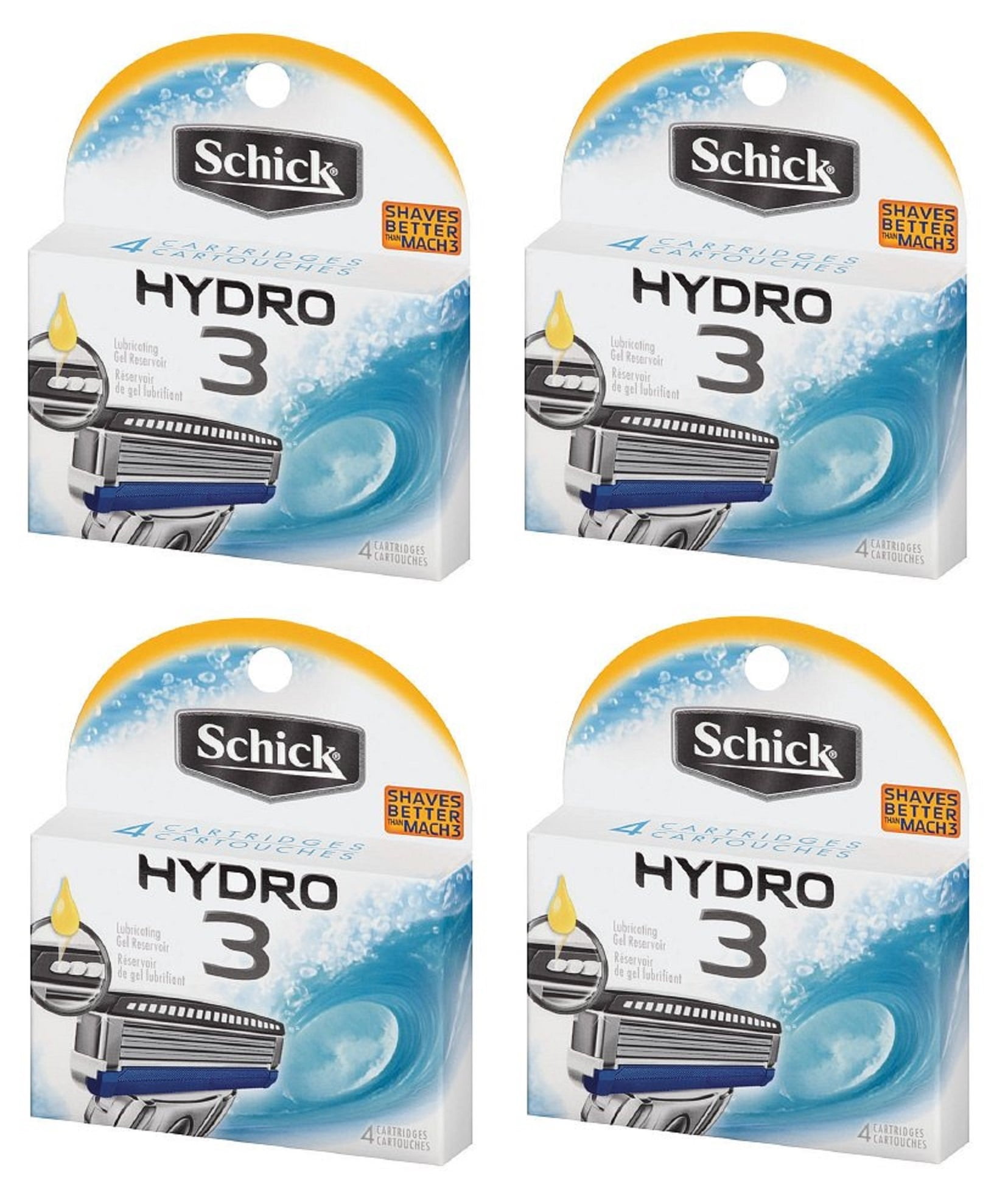 Schick Hydro3 Refill Blade Cartridges, 4 Count (Pack of 4)