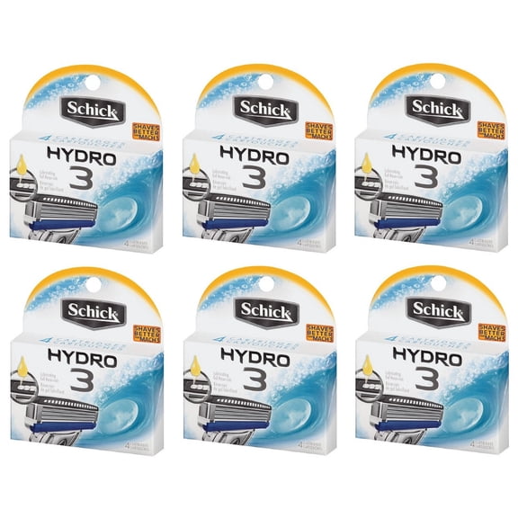Schick Hydro3 Refill Blade Cartridges, 4 Count (Pack of 6)