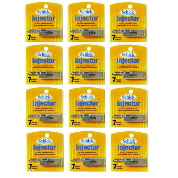 Schick Injector Blades 7 Ct. Each (Pack of 12) + Facial Hair Remover Spring