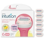Schick Intuition 4-Blade Lemon Berry Breeze Womens Razor Cartridge Refills, 6 Ct