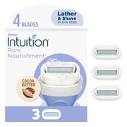 Schick Intuition Pure Nourishment 4-Blade Women's Razor Refills, 3 Count