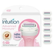 Schick Intuition Advanced Moisture Womens Razor 4-Blade Refills, 6 Count