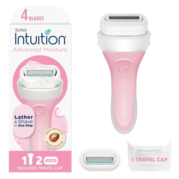 Schick Intuition Advanced Moisture Women's Razor, 1 Razor Handle & 2 4-Blade Refills