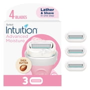 Schick Intuition Advanced Moisture Womens Razor Refills, 3 Ct, Lather & Shave In One Step