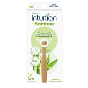 Schick Intuition Bamboo 3-Blade Womens Razor Handle Plus 3 Razor Cartridge Refills, All Skin Types