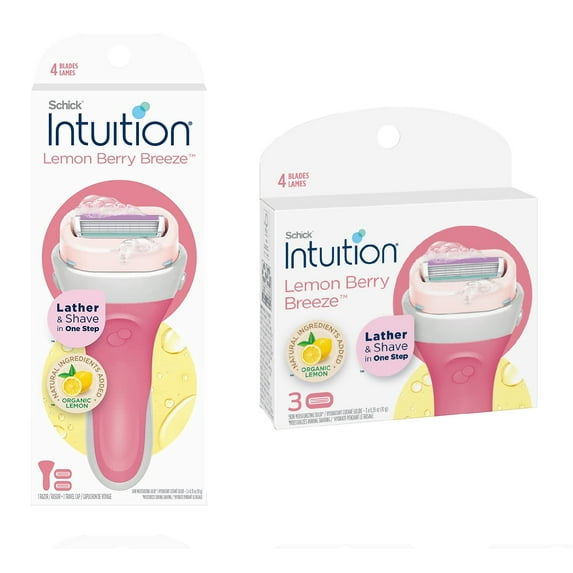 Schick Intuition Lemon Berry Breeze Razor with Refill Blade Cartridges