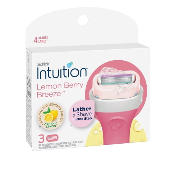 Schick Intuition Lemon Berry Breeze Refill Blade Cartridges for Women, 3 ct