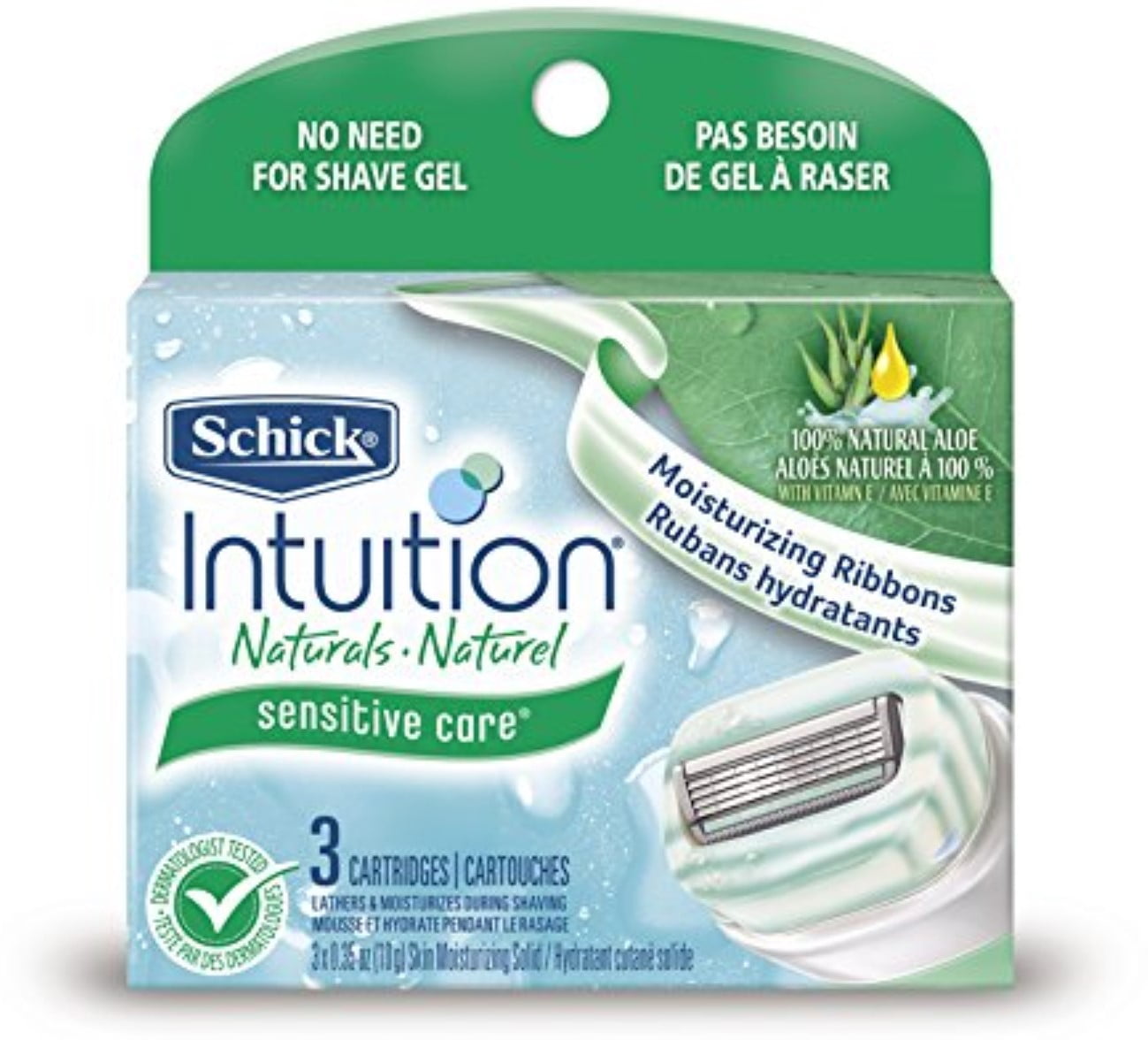 Schick Intuition Naturals Cartridges, Sensitive Care 3 ea (Pack of 2)