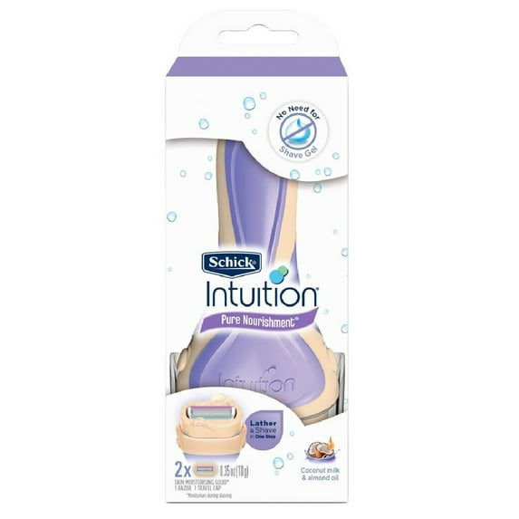 Schick Intuition Pure Nourishment Razor with 2 Refill Blade Cartridges (pack of 6)