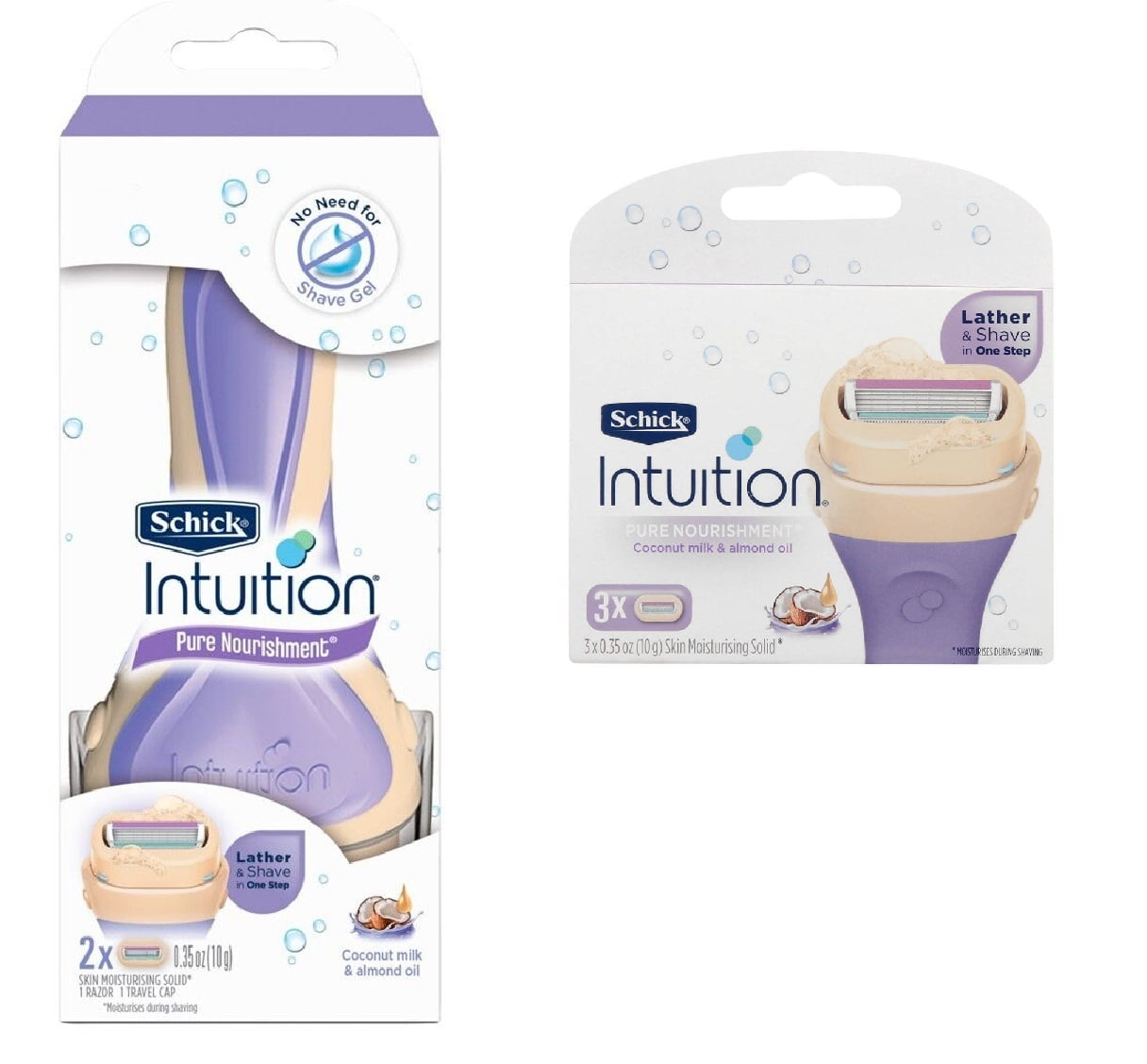 Schick Intuition Pure Nourishment Razor with Refill Blade Cartridges