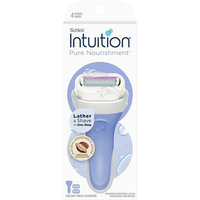 Schick Intuition Pure Nourishment Razors for Women | 1 Razor & 2 Intuition Razor Blades Refill with Organic Cocoa Butter