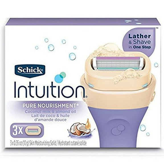 Schick Intuition Pure Nourishment Womens Razor Refills with Coconut Milk and Almond Oil, 12 count