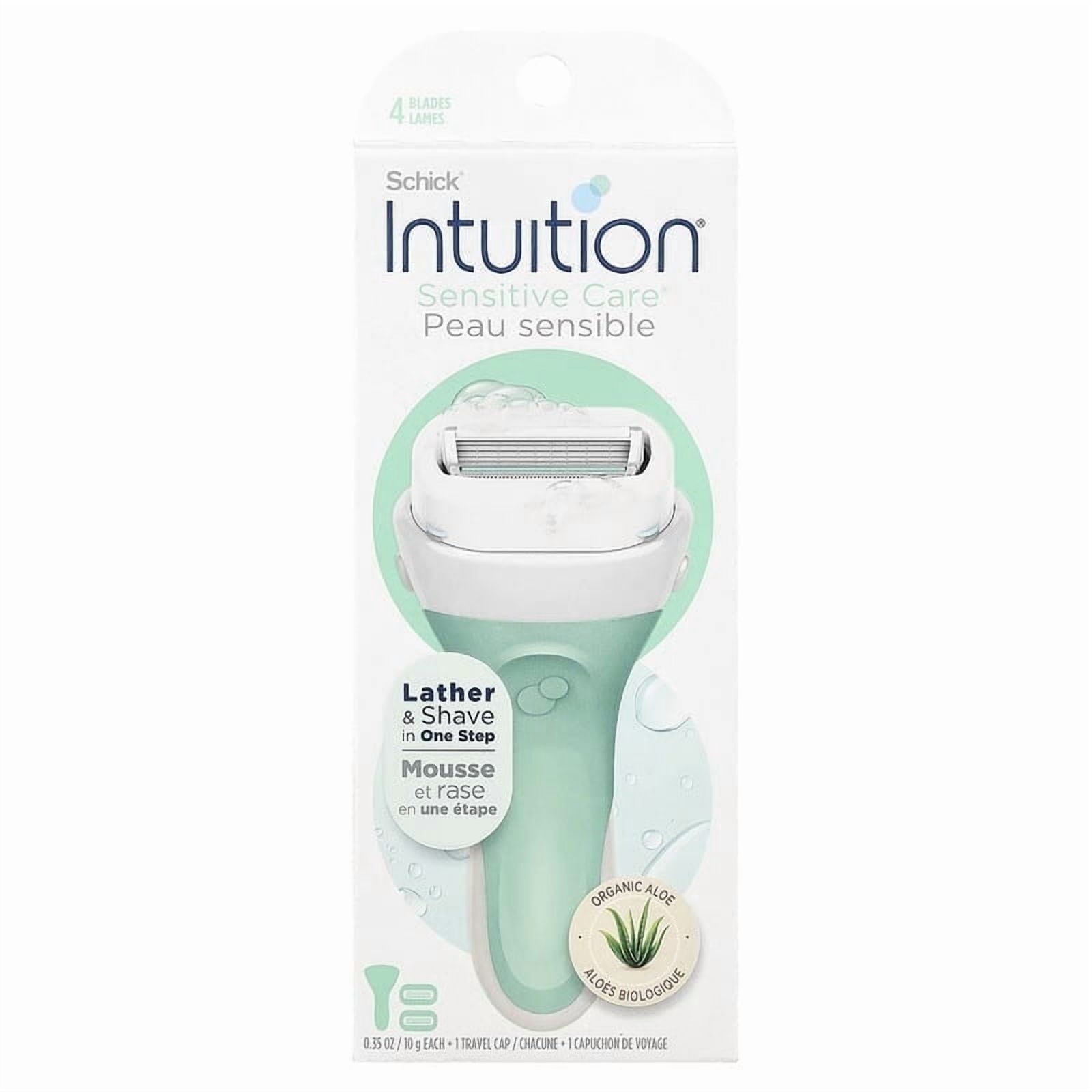 Schick, Intuition, Sensitive Care, Organic Aloe, 1 Razor, 2 Cartridges Pack of 4