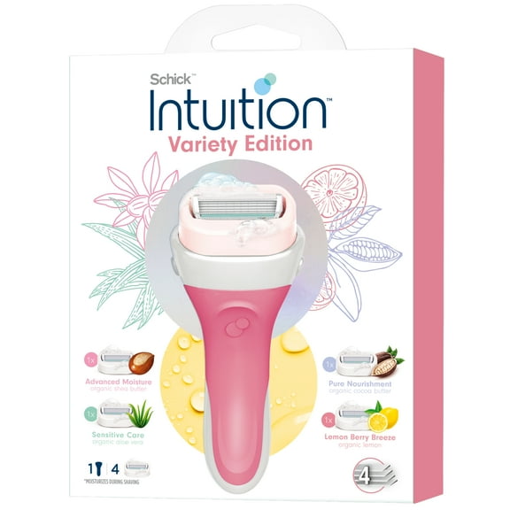 Schick Intuition Women's Razor Variety Pack  1 Razor Handle & 4 Blade Refills