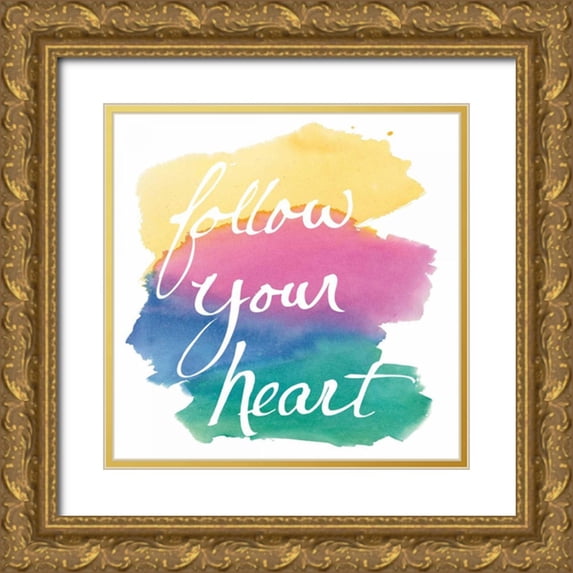 Schick, Mike 12x12 Gold Ornate Wood Framed with Double Matting Museum Art Print Titled - Colorburst II Heart Sq