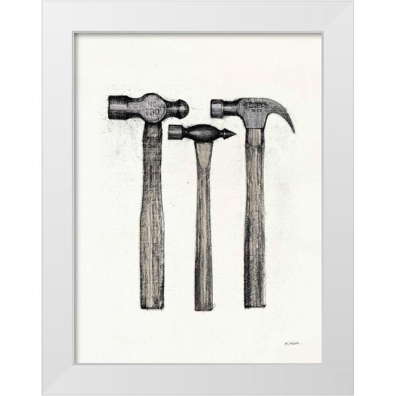 Schick, Mike 12x14 White Modern Wood Framed Museum Art Print Titled - Hammers with Color Crop