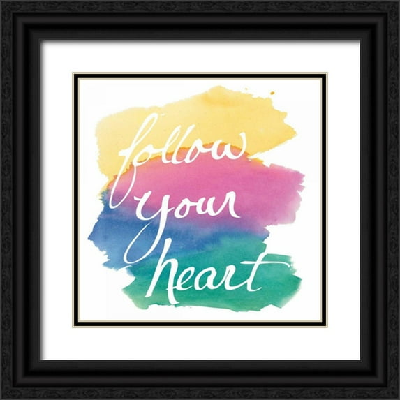 Schick, Mike 26x26 Black Ornate Wood Framed with Double Matting Museum Art Print Titled - Colorburst II Heart Sq