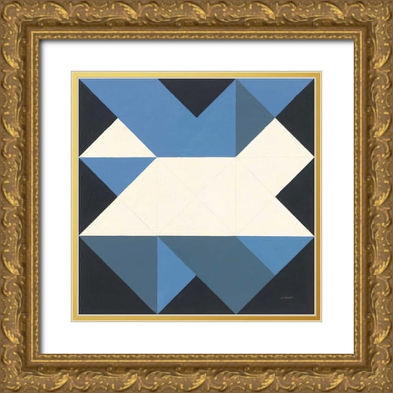 Schick, Mike 26x26 Gold Ornate Wood Framed with Double Matting Museum Art Print Titled - Triangles III